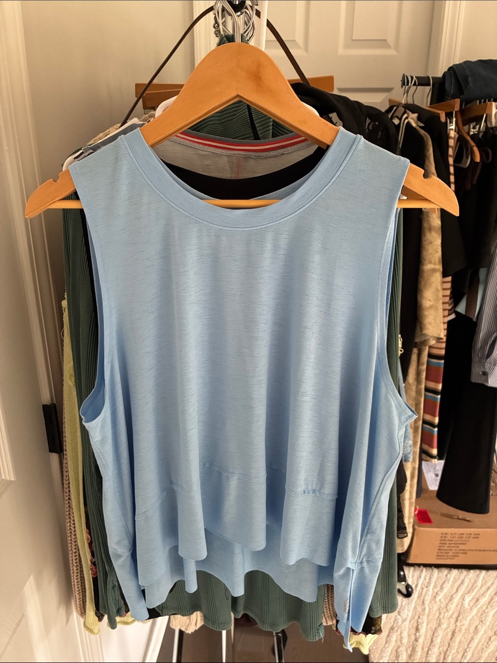 Free People Light Blue Layered Muscle Tee